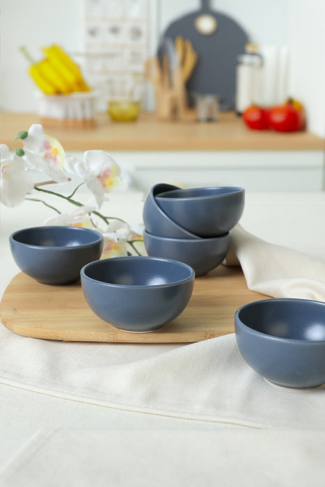 Set Boluri Ceramice (6 Bucati) Asi Home ST1011 Matte Blue Ceramica 8X8 cm