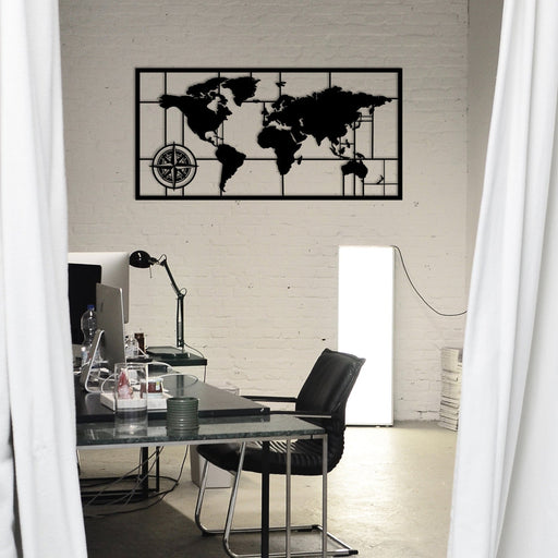 Accesoriu Iluminat Asi Home World Map Metal, Negru, 121x60 cm