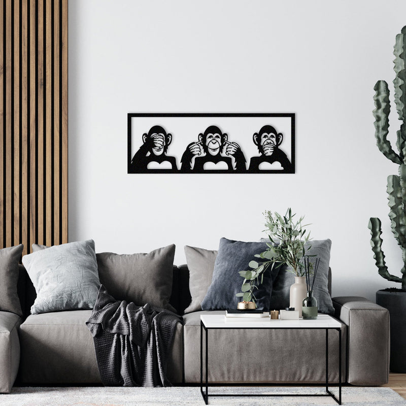 Accesoriu Iluminat Asi Home Three Monkeys-L, Negru, 100x36 cm