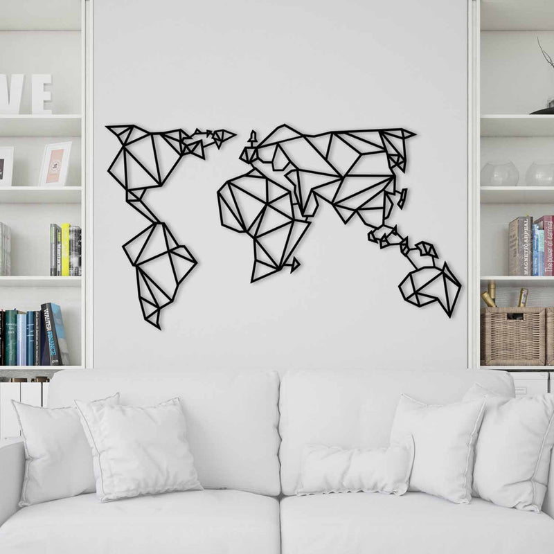 Accesoriu Iluminat Asi Home World Map Metal, Negru, 140x80 cm