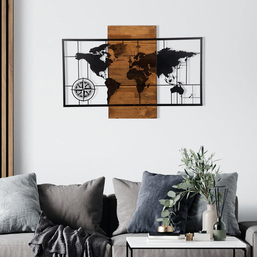 Accesoriu Iluminat Asi Home World Map Wıth, Negru, 85x58 cm