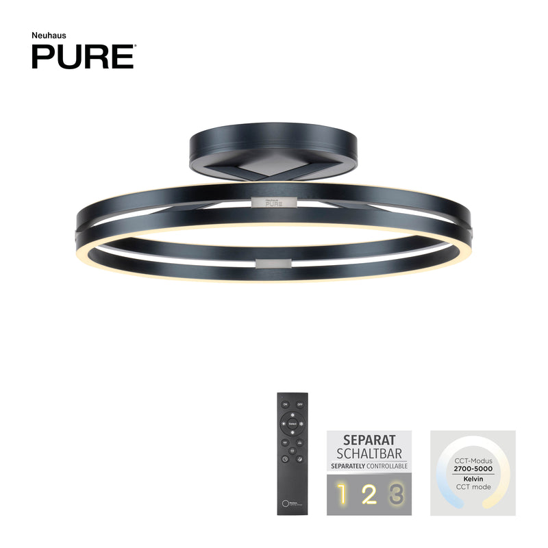 Plafoniera Paul Neuhaus PURE LOOP 2xLED Gri