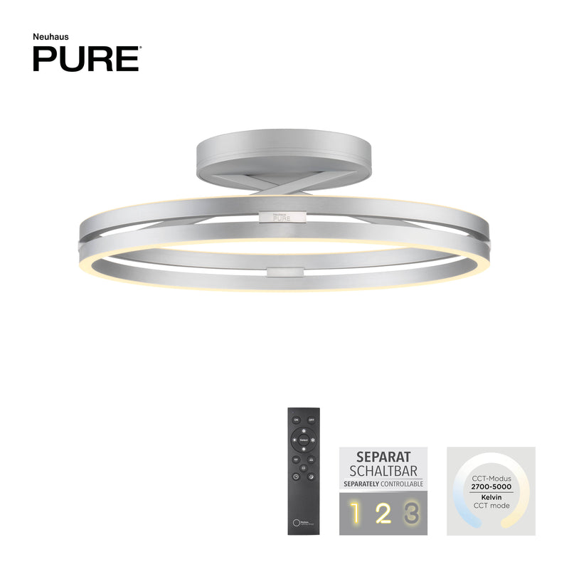 Plafoniera Paul Neuhaus PURE LOOP 2xLED Aluminiu