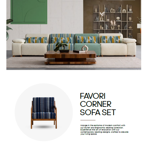 Coltar modular Asi Home Favori Inev Bouclé, Off White & Verde, 5 piese