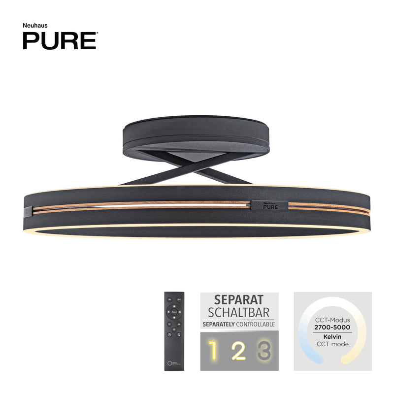 Plafoniera Paul Neuhaus PURE LOOP 2xLED Negru