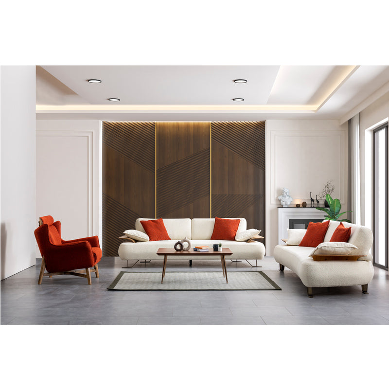 Canapea Lux Hilton Inev Asi Home, Boucle Off White, lungime 250cm, latime 99cm, inaltime 80cm