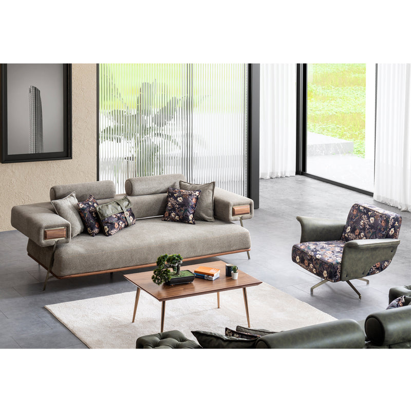 Canapea Arty Inev Asi Home, Boucle Verde Olive,  lungime 257cm, latime 108cm, inaltime 87cm