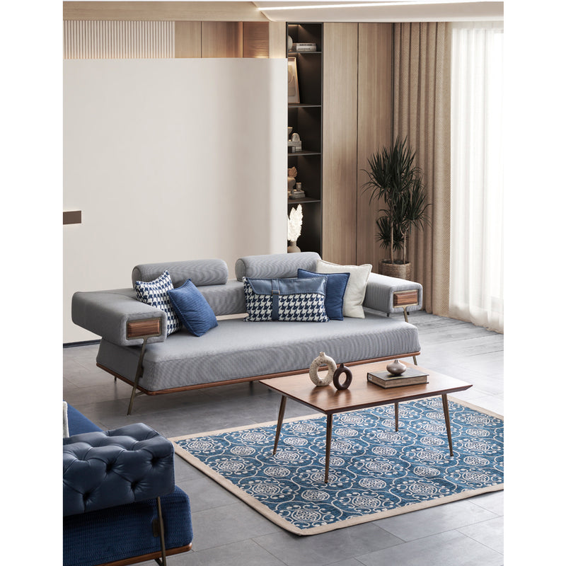 Canapea Arty Inev Asi Home, Textil, Ekose alb/albastru, lungime 257cm, latime 108cm, inaltime 87cm