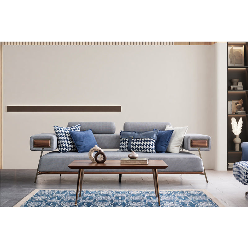 Canapea Arty Inev Asi Home, Textil, Ekose alb/albastru, lungime 257cm, latime 108cm, inaltime 87cm