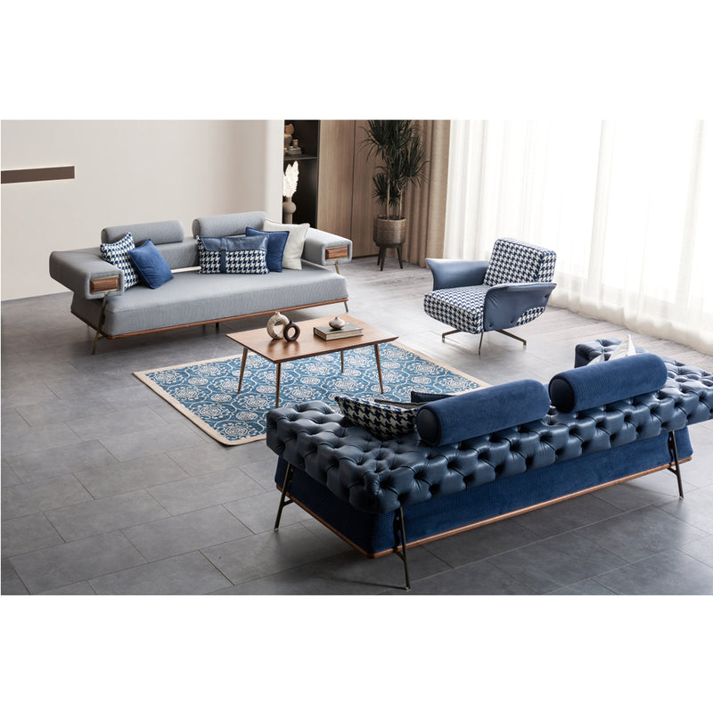 Canapea Arty Inev Asi Home, Textil, Ekose alb/albastru, lungime 257cm, latime 108cm, inaltime 87cm