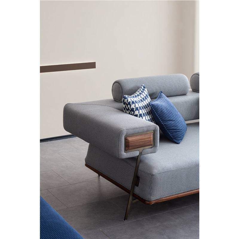 Canapea Arty Inev Asi Home, Textil, Ekose alb/albastru, lungime 257cm, latime 108cm, inaltime 87cm