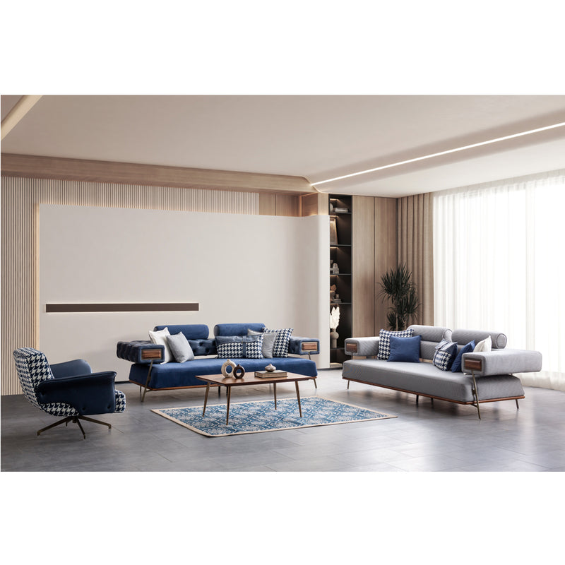 Canapea Arty Inev Asi Home, Textil, Ekose alb/albastru, lungime 257cm, latime 108cm, inaltime 87cm