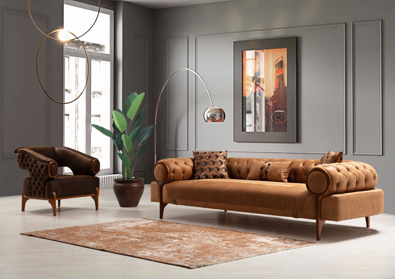Canapea Rolex Inev Asi Home, Cognac, lungime 251cm, latime 102cm, inaltime 69cm