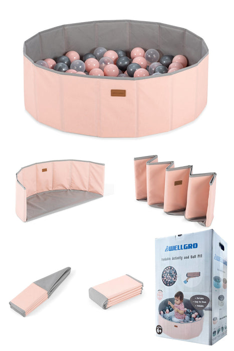 Loc de Joaca pentru Copii Piscina Pliabila cu 90 de Bile Asi Home Aktivite, 90- Pink Poliester 80X80X26 cm