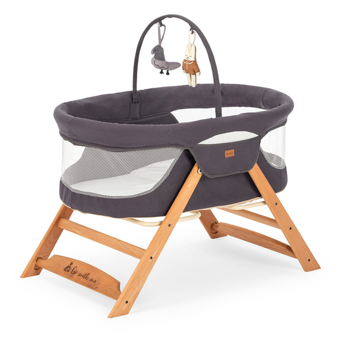 Patut Cosulet Cradle pentru Bebelusi Asi Home Go With Me - Grey Lemn | Bumbac 57X103X64 cm