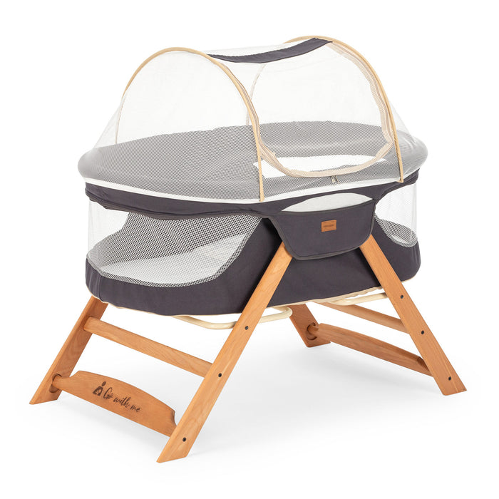 Patut Cosulet Cradle pentru Bebelusi Asi Home Go With Me - Grey Lemn | Bumbac 57X103X64 cm