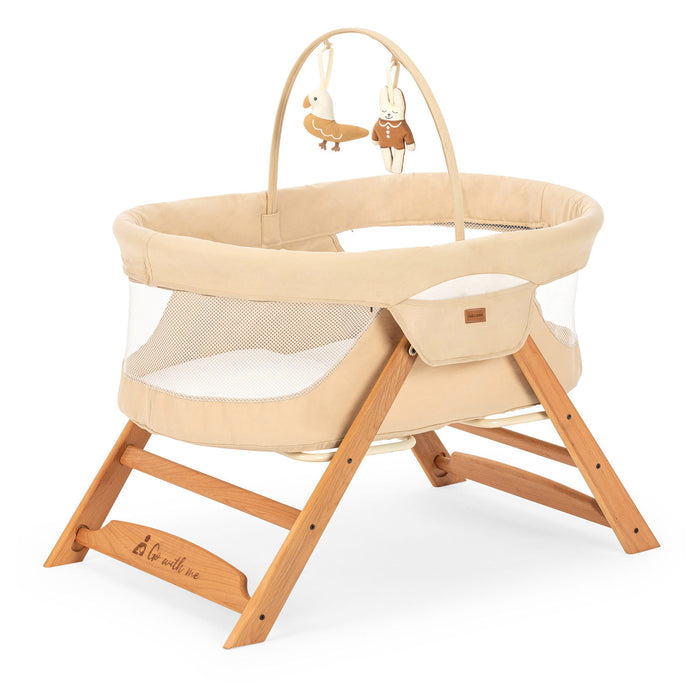 Patut Cosulet Cradle pentru Bebelusi Asi Home Go With Me - Beige Lemn | Bumbac 57X103X64 cm