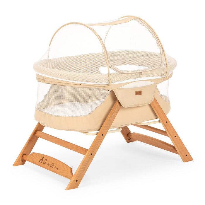 Patut Cosulet Cradle pentru Bebelusi Asi Home Go With Me - Beige Lemn | Bumbac 57X103X64 cm