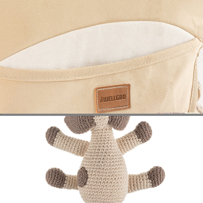 Patut Cosulet Cradle pentru Bebelusi Asi Home Go With Me - Beige Lemn | Bumbac 57X103X64 cm