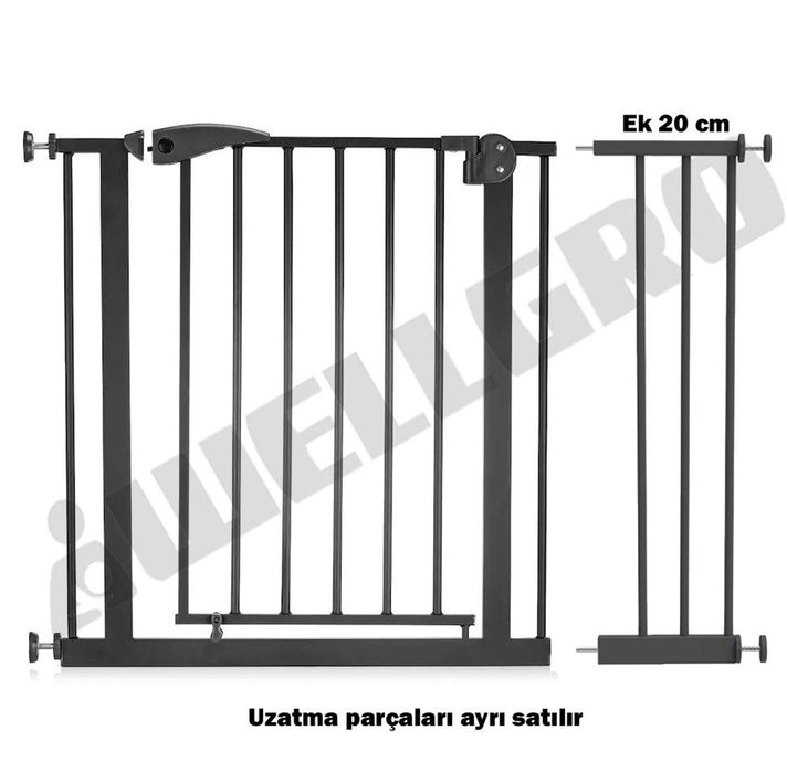 Extensie Usa de siguranta pentru copii Asi Home Baby Safety Door 20 - Black Metal 20 cm