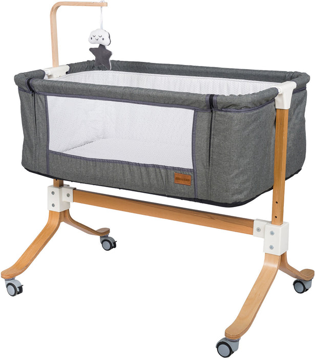 Patut Cosulet Cradle pentru Bebelusi Asi Home Wooden - Light Grey Lemn | Poliester 57X95X72 cm