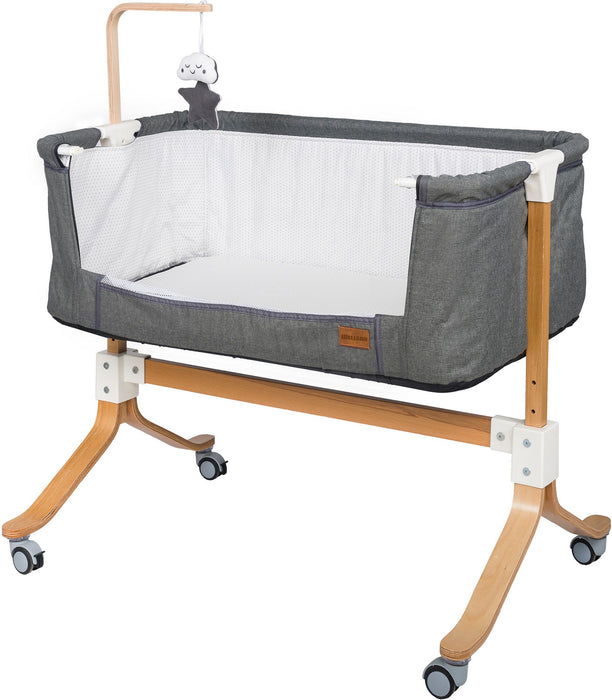 Patut Cosulet Cradle pentru Bebelusi Asi Home Wooden - Light Grey Lemn | Poliester 57X95X72 cm