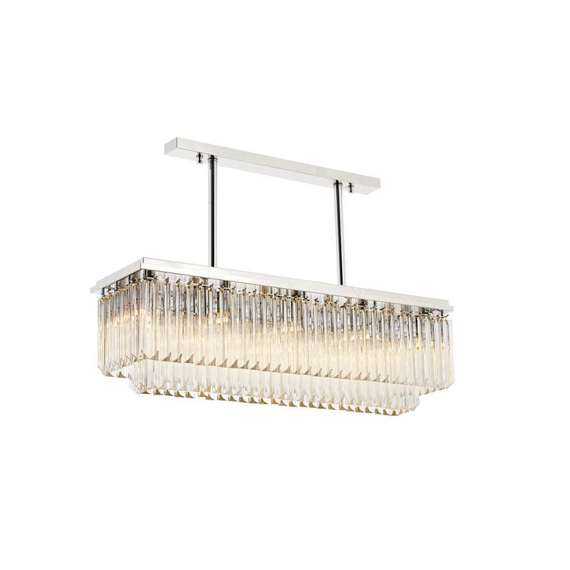 Lustră Queen Bar Suspendată – Inox & Cristal Schott, 100×30 cm