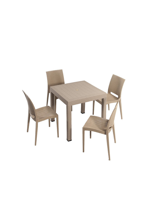 Set masă și scaune de grădină, 5 Piese Asi Home Rattan 80x80 Small Masa Takimi - Cappucino