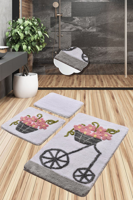 Set Covorase de baie (3 Bucati) Asi Home Alacati - Pink Acrilic  40|50|60X 60|60|100 cm