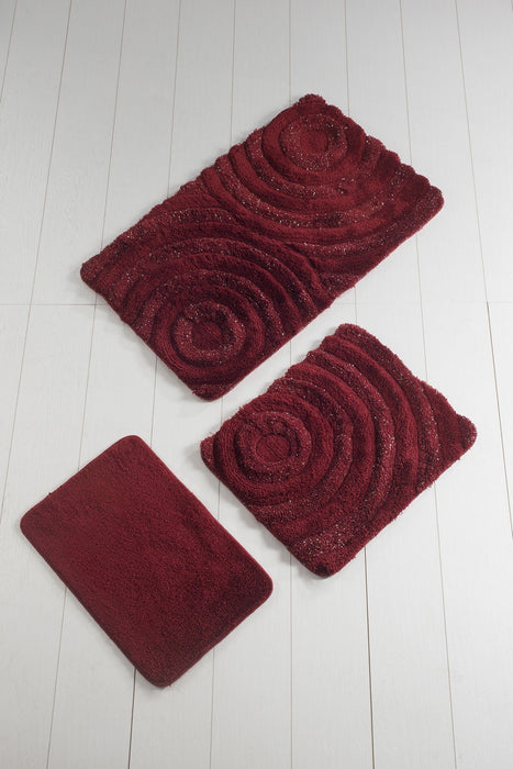 Set Covorase de baie (3 Bucati) Asi Home Wave - Red Acrilic  40|50|60X 60|60|100 cm