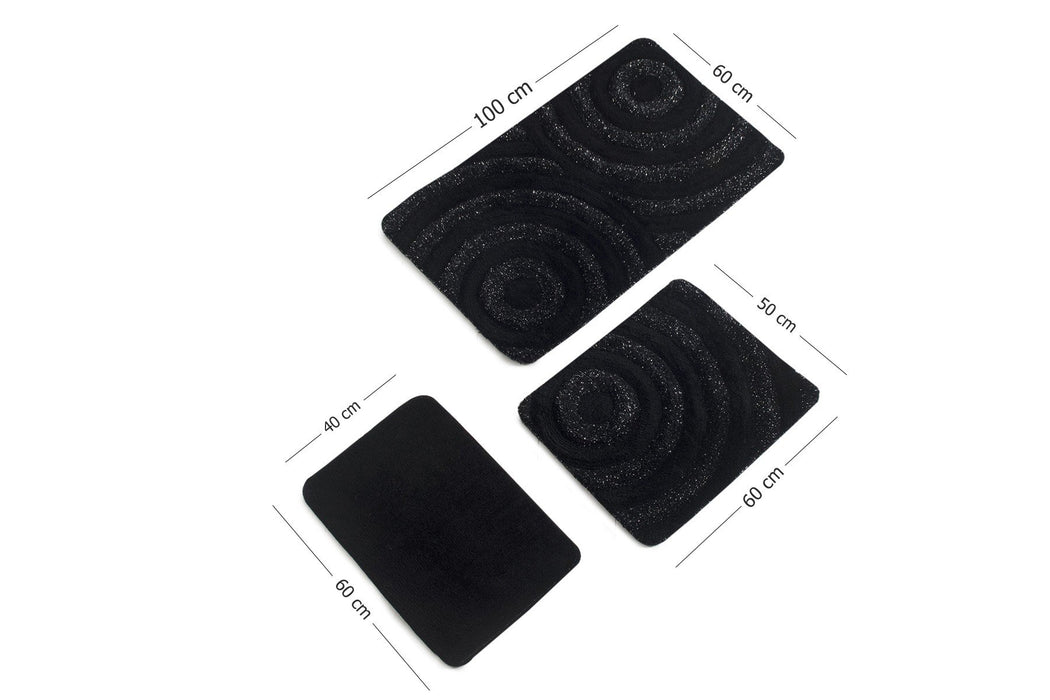 Set Covorase de baie (3 Bucati) Asi Home Wave - Black Acrilic  40|50|60X 60|60|100 cm