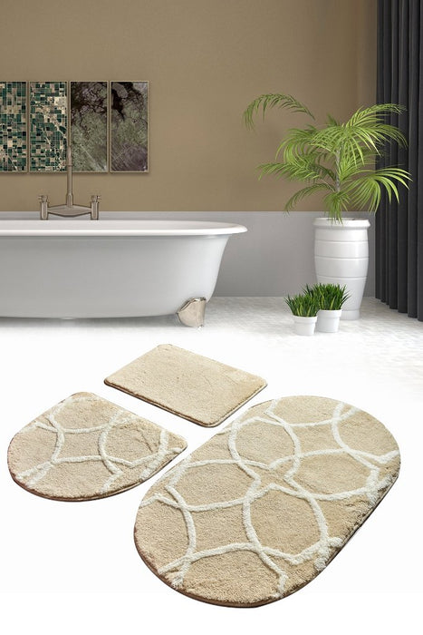 Set Covorase de baie (3 Bucati) Asi Home Bonne - Rock Acrilic  40|50|60X 60|60|100 cm