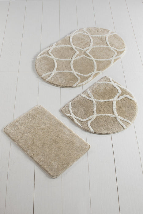 Set Covorase de baie (3 Bucati) Asi Home Bonne - Rock Acrilic  40|50|60X 60|60|100 cm