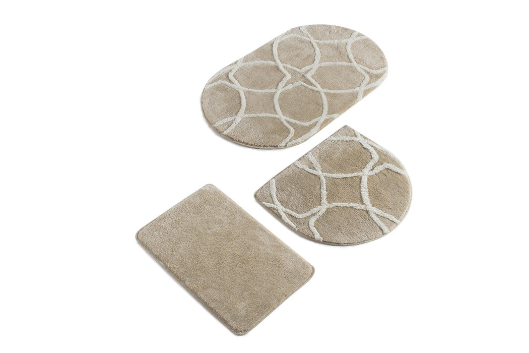 Set Covorase de baie (3 Bucati) Asi Home Bonne - Rock Acrilic  40|50|60X 60|60|100 cm