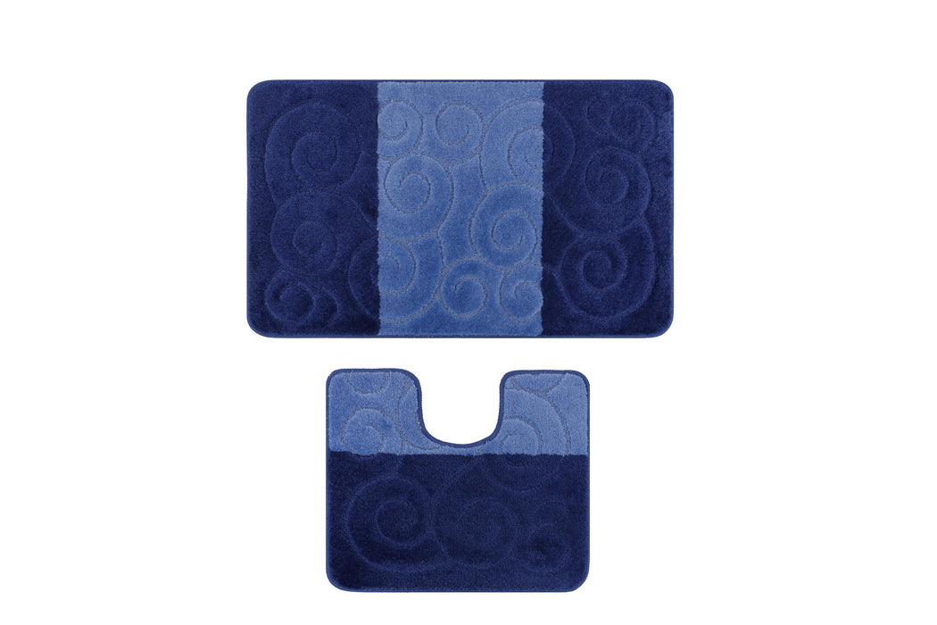 Set Covorase de baie (2 Bucati) Asi Home Sile BQ Oyuklu - Dark Blue Polipropilena 50|60X60|100X cm