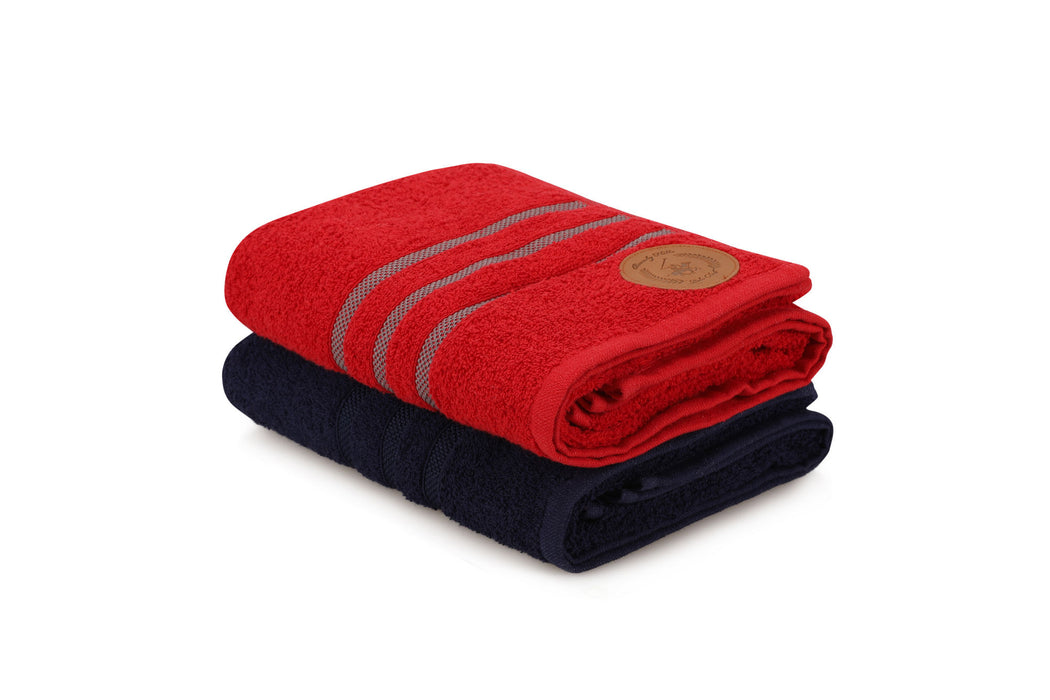 Set prosoape de mâini (2 Bucati) Asi Home 411 - Red, Dark Blue Bumbac 50X90 cm