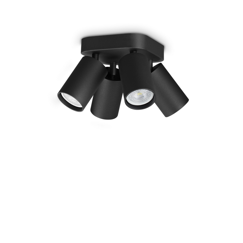 Plafonieră Ideal Lux Dynamite, Negru, 4xGU10, Ø13.5 cm