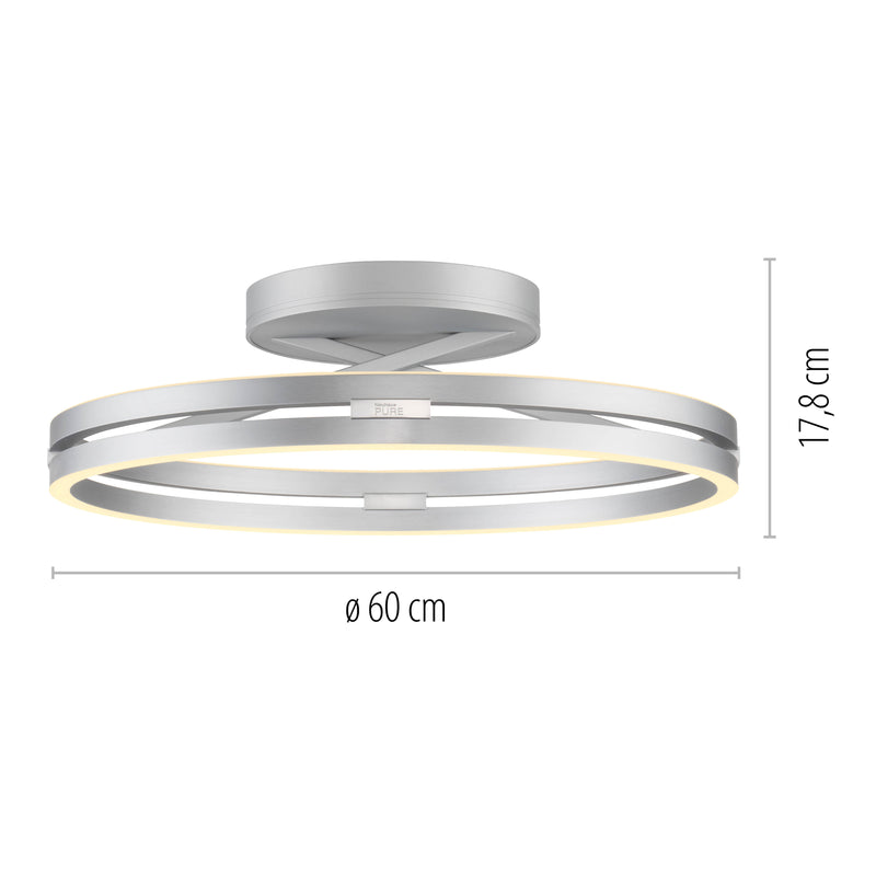 Plafoniera Paul Neuhaus PURE LOOP 2xLED Aluminiu