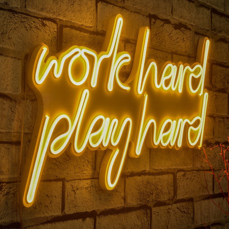 Decorațiune Perete Asi Home Work Hard Play Hard, Galben