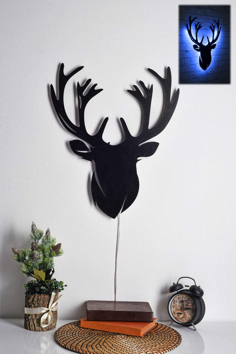 Decorațiune Perete Asi Home Deer 2, Albastru, 25x30 cm