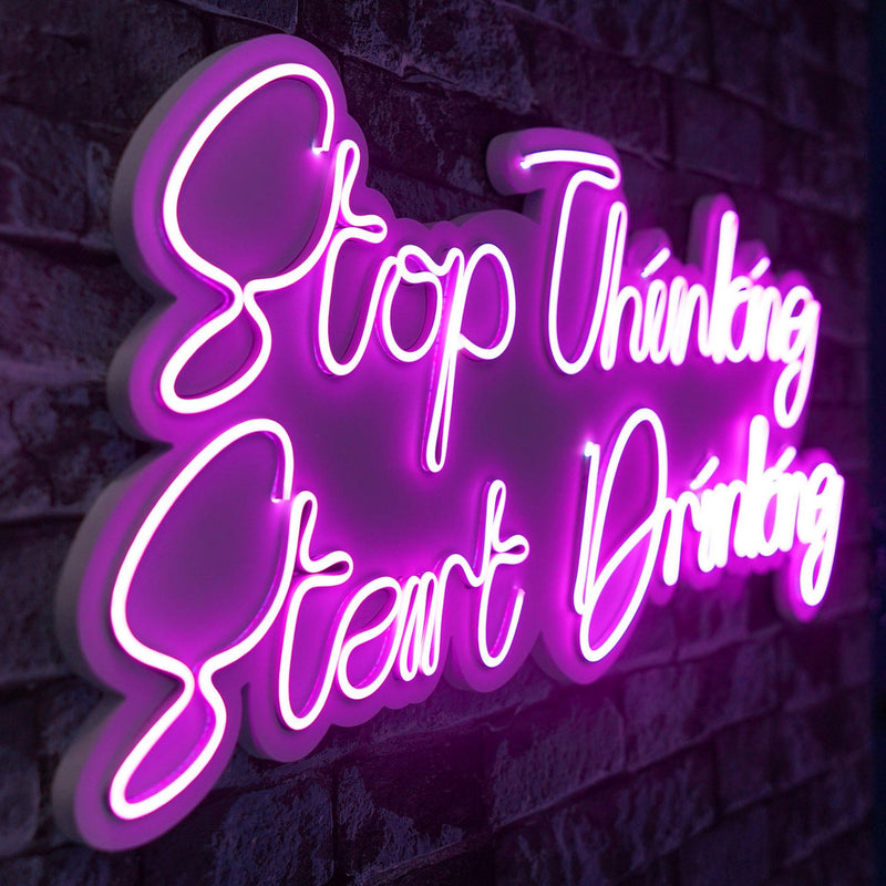 Decorațiune Perete Asi Home Stop Thinking Start, Roz