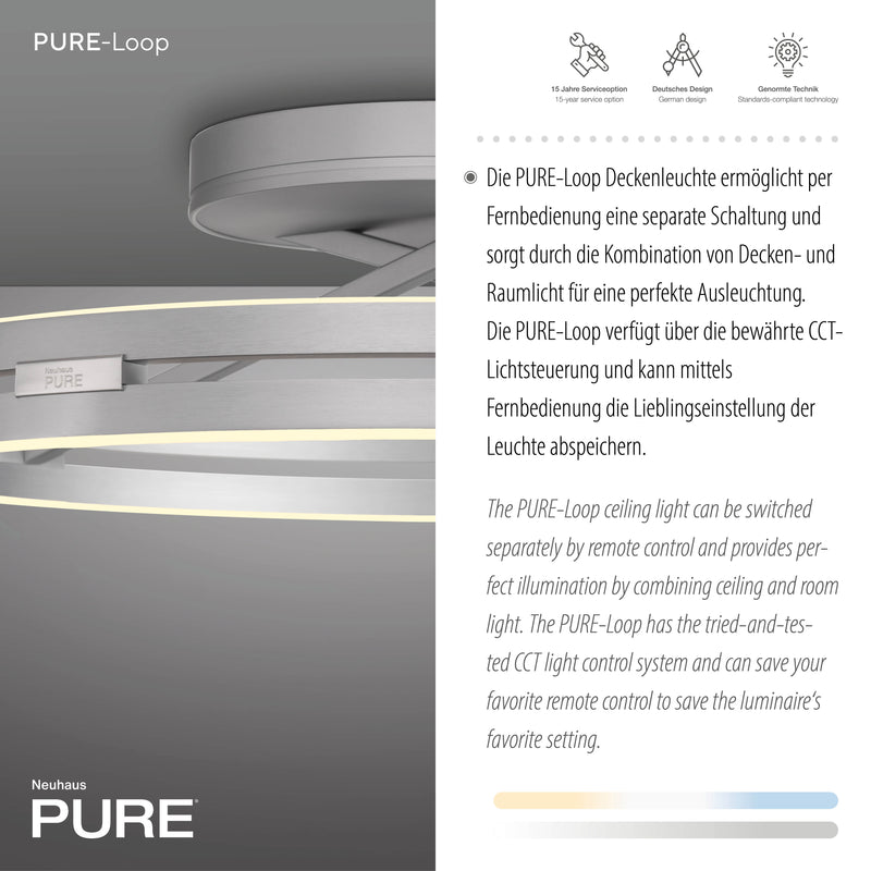 Plafoniera Paul Neuhaus PURE LOOP 2xLED Aluminiu