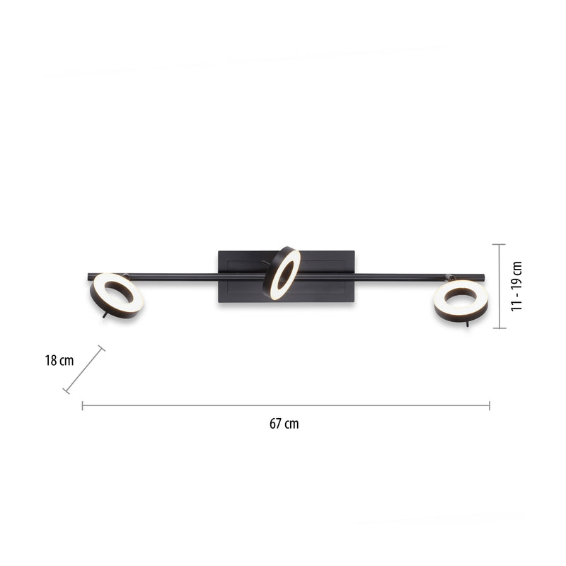 Plafoniera Paul Neuhaus SILEDA 3xLED Negru