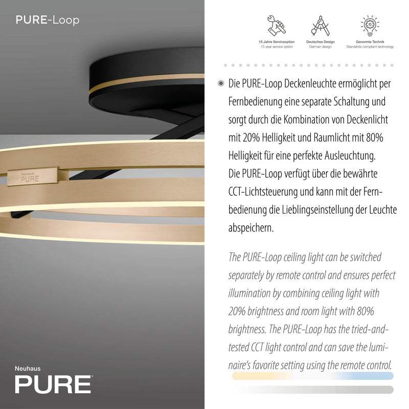 Plafoniera Paul Neuhaus PURE LOOP 2xLED Negru