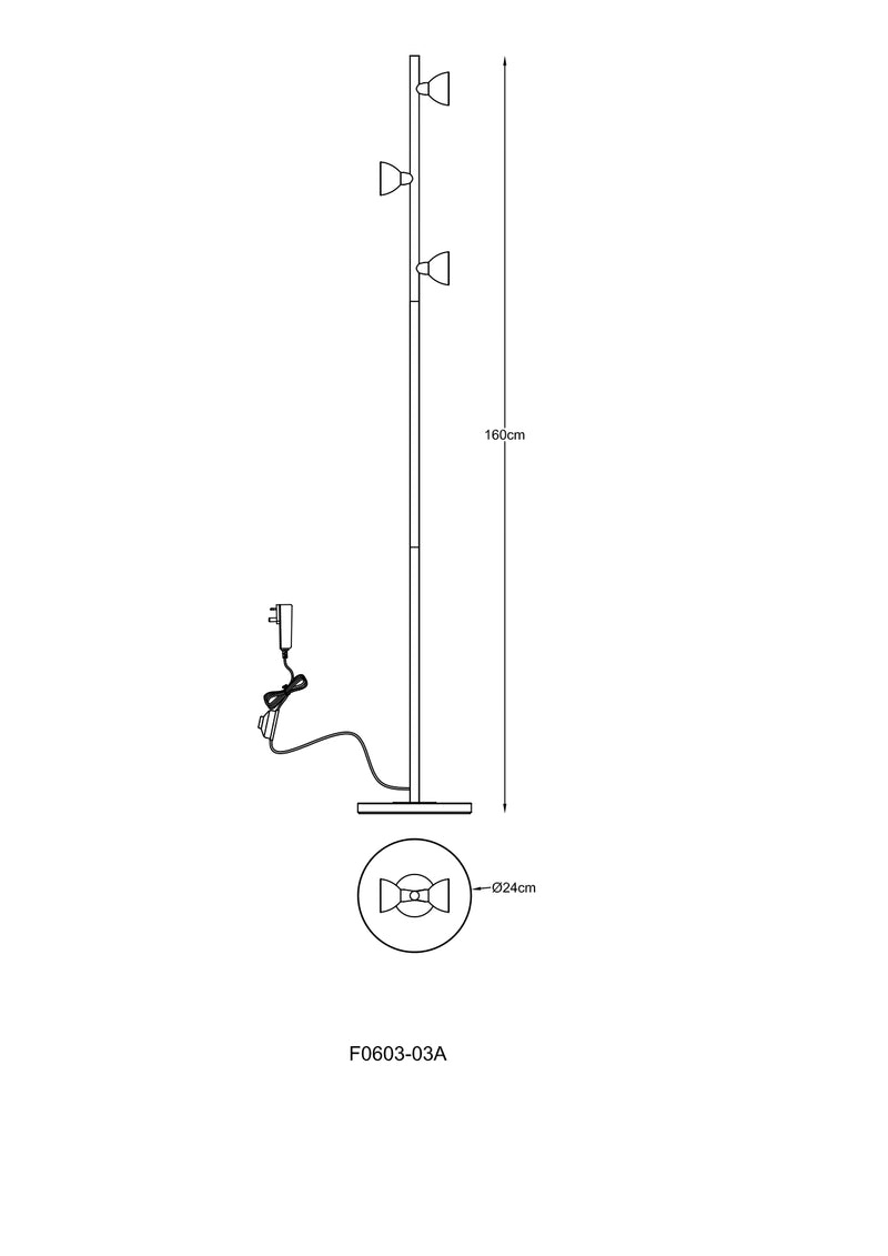 Lampadar Zuma Line BOSTON 3xLED Auriu