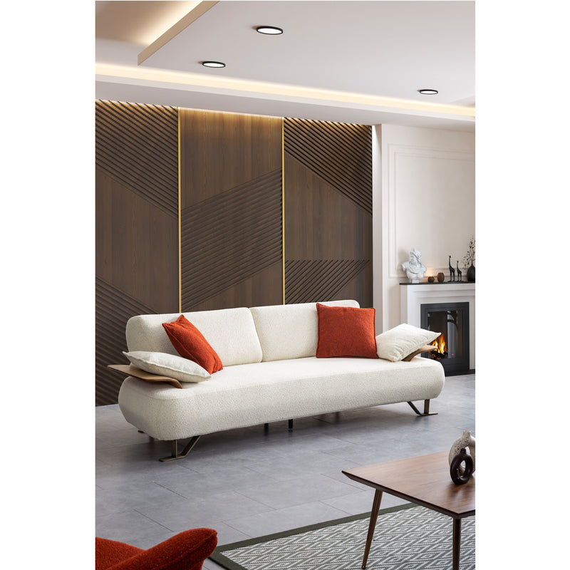 Canapea Lux Hilton Inev Asi Home, Boucle Off White, lungime 250cm, latime 99cm, inaltime 80cm