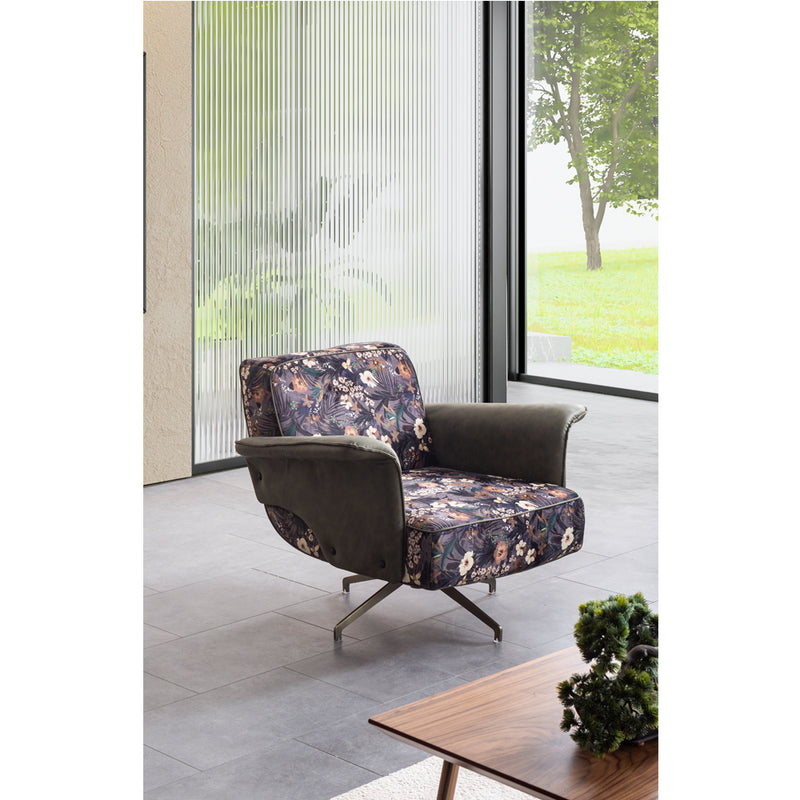 Fotoliu Bergere Arty Inev Asi Home, Floral, verde, lungime 104cm latime 91cm, Inaltime 80cm