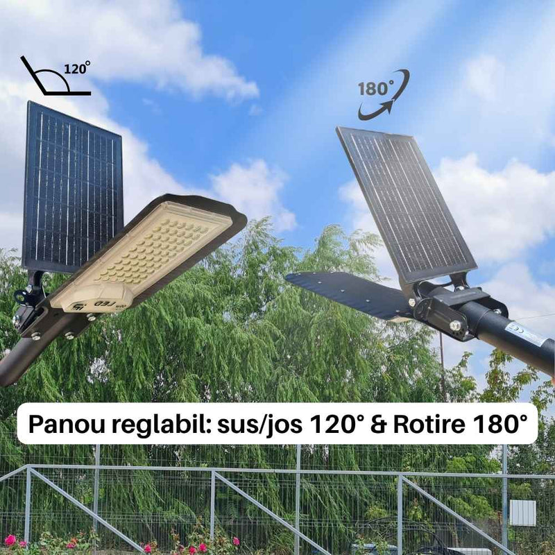 Corp stradal solar reglabil cu panou detașabil, 100W, 6500K, IP65