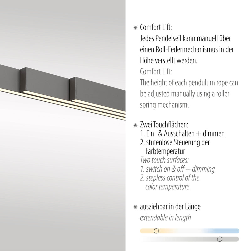Lustra Paul Neuhaus ADRIANA COMFORT LIFT LED Antracit
