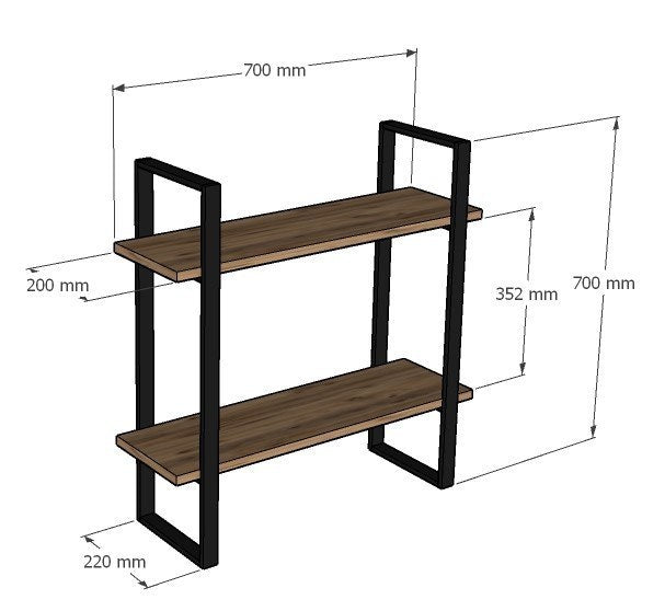 Raft de Perete Asi Home Buba - Sapphire Oak, Black PAL 22X70X70 cm